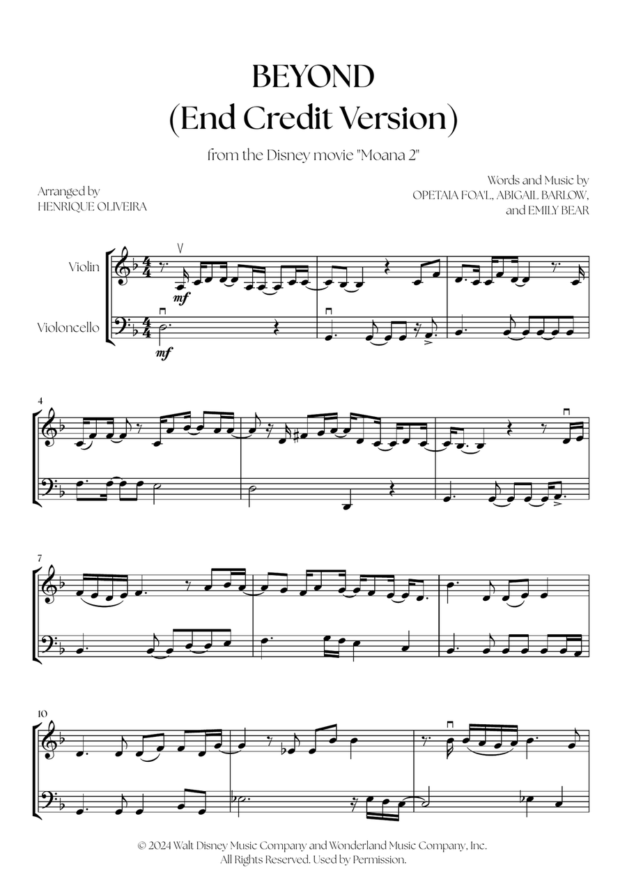 Beyond (End Credit Version) String Duet scores gallery preview page 1