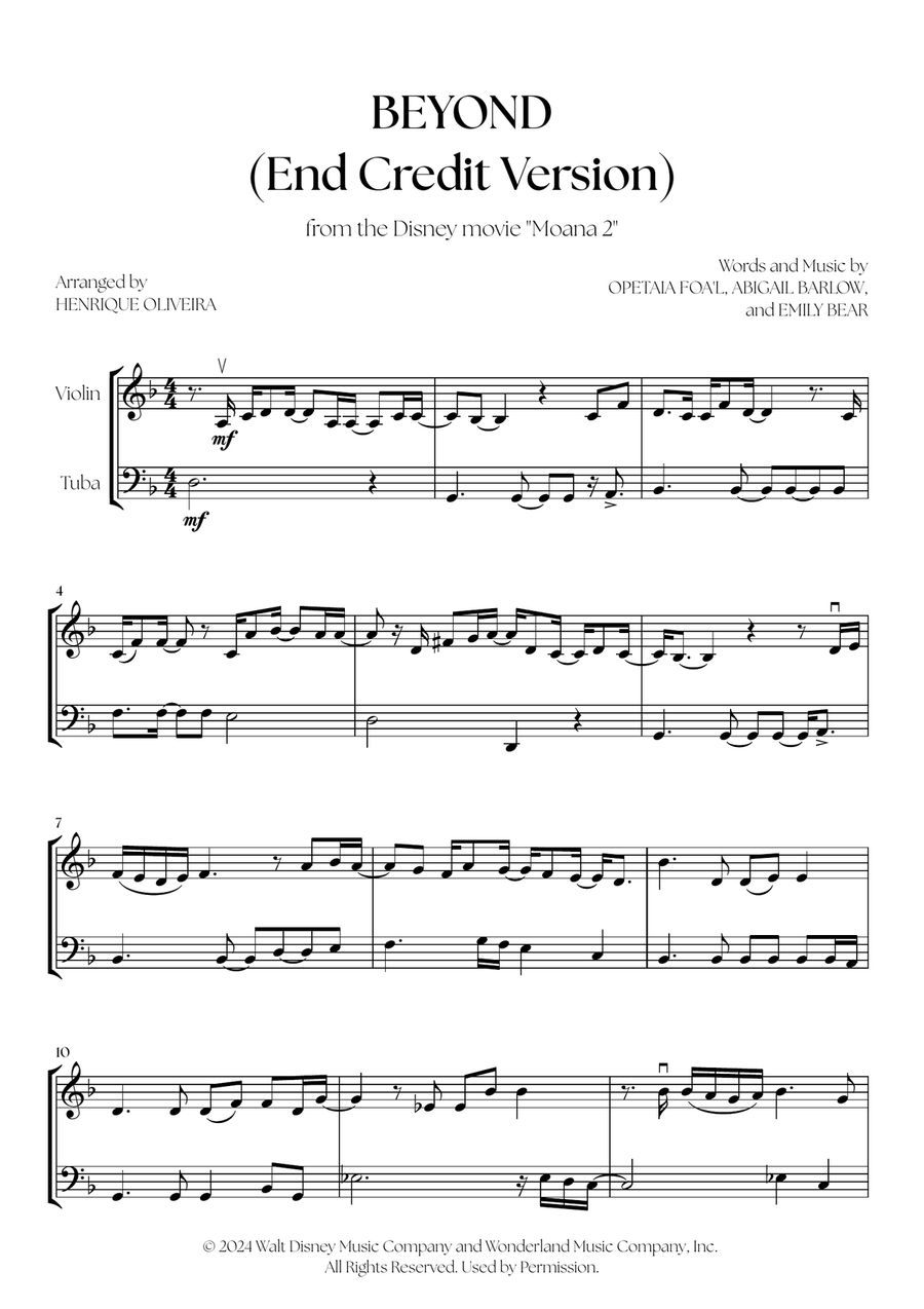 Beyond (End Credit Version) Tuba scores gallery preview page 1