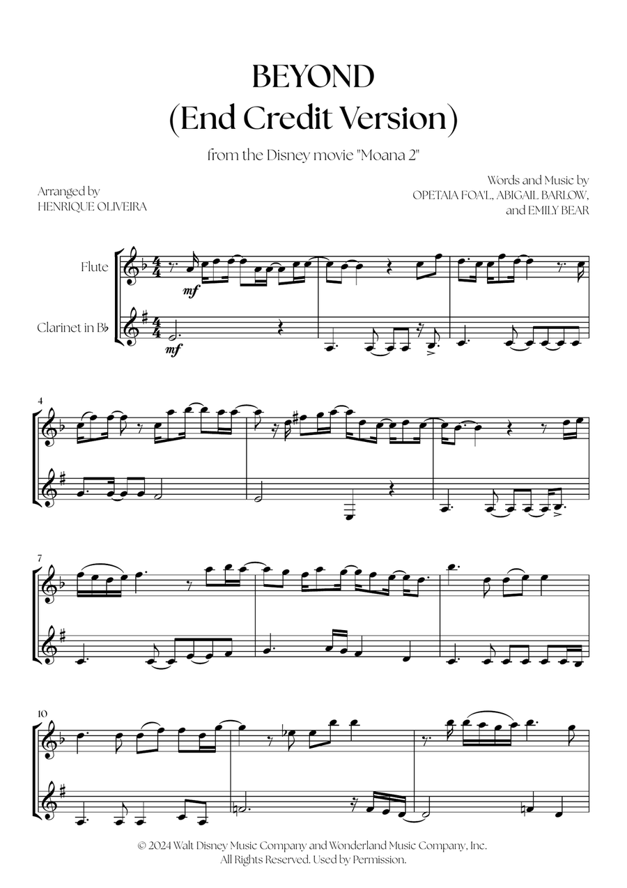 Beyond (End Credit Version) Woodwind Duet scores gallery preview page 1