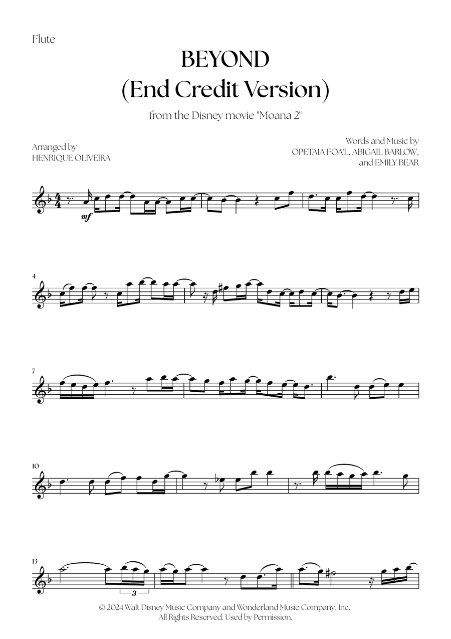 Beyond (End Credit Version) Flute scores gallery preview page 6