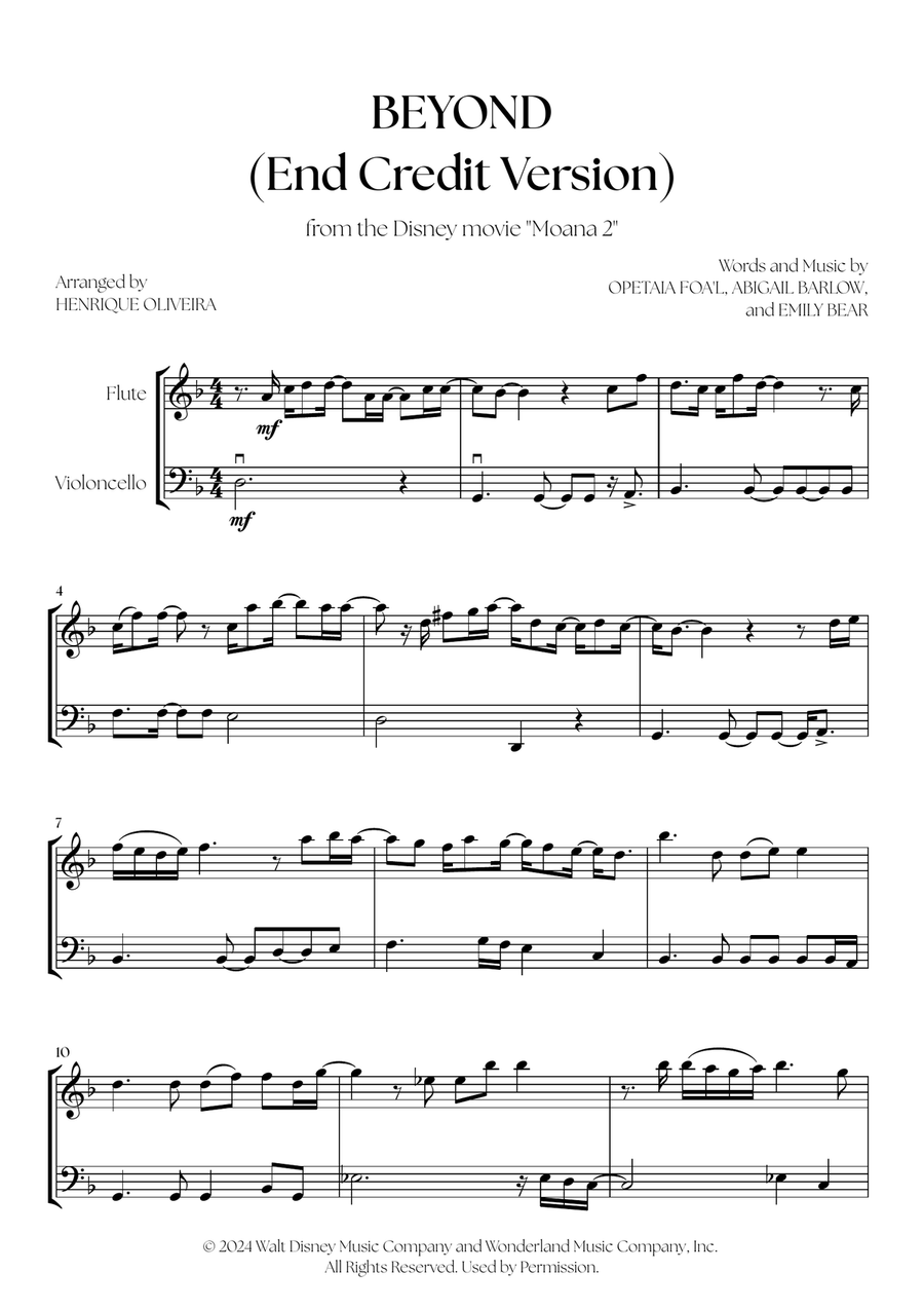 Beyond (End Credit Version) Flute scores gallery preview page 1