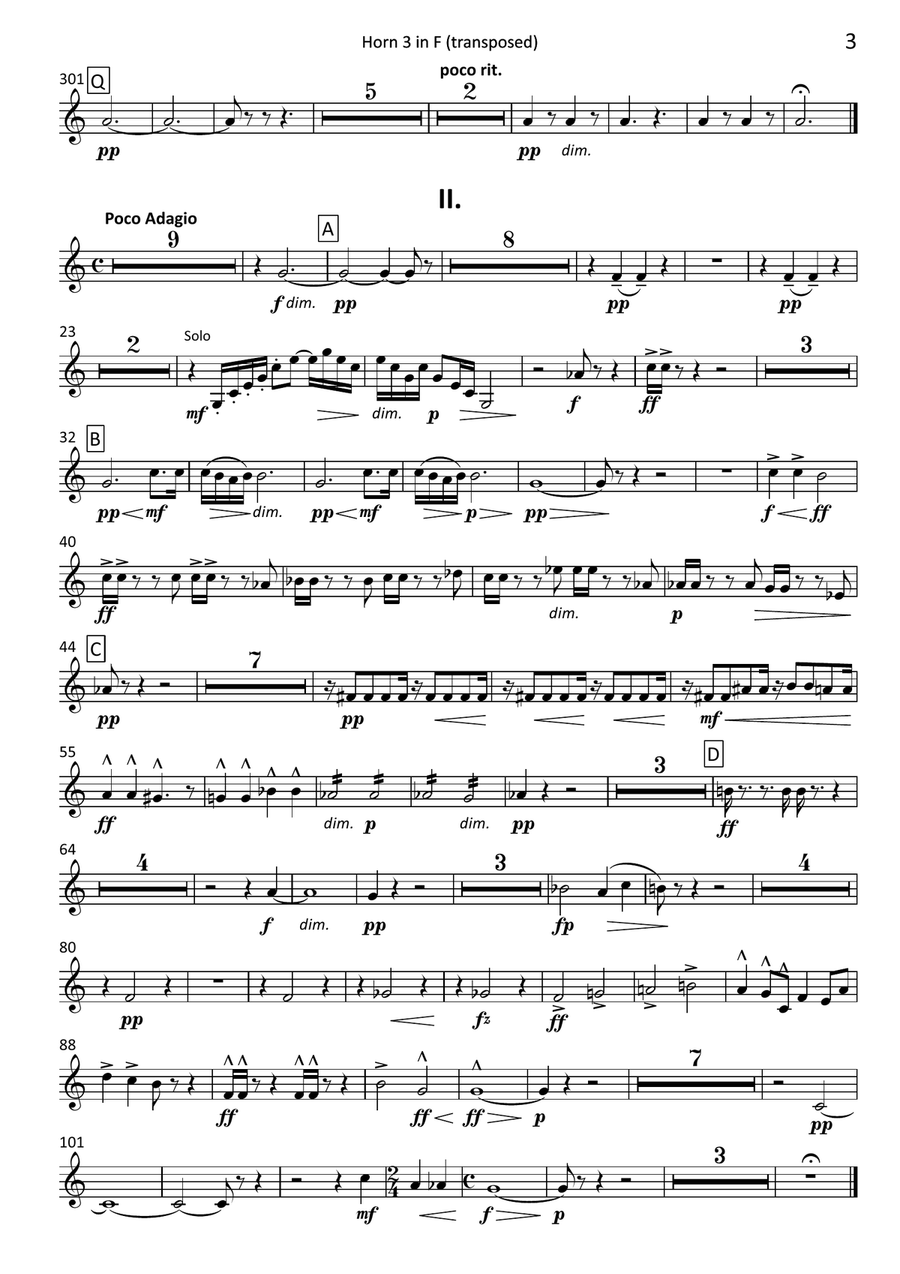 Symphony no.7 - transposed horn parts (3-4) Horn Solo scores gallery preview page 3