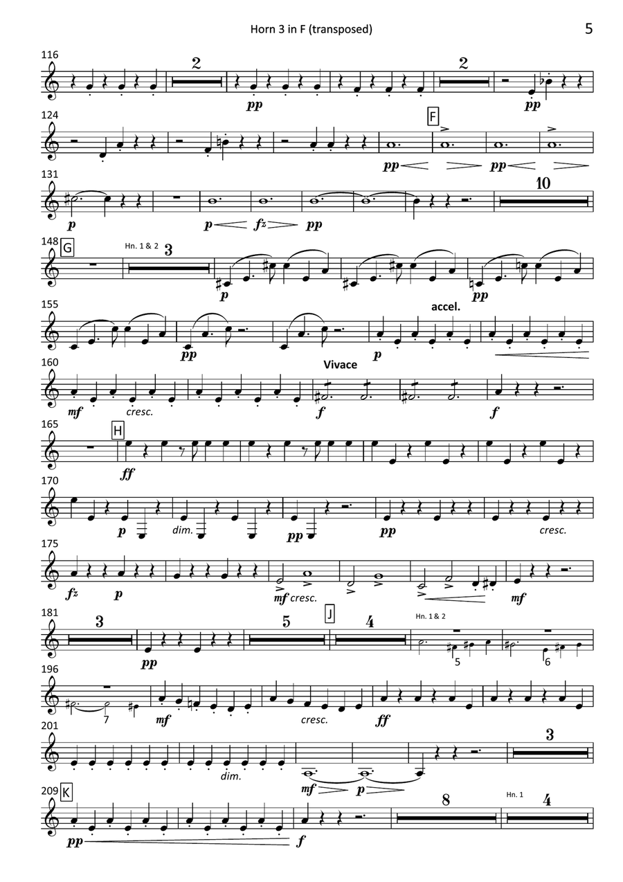 Symphony no.7 - transposed horn parts (3-4) Horn Solo scores gallery preview page 5