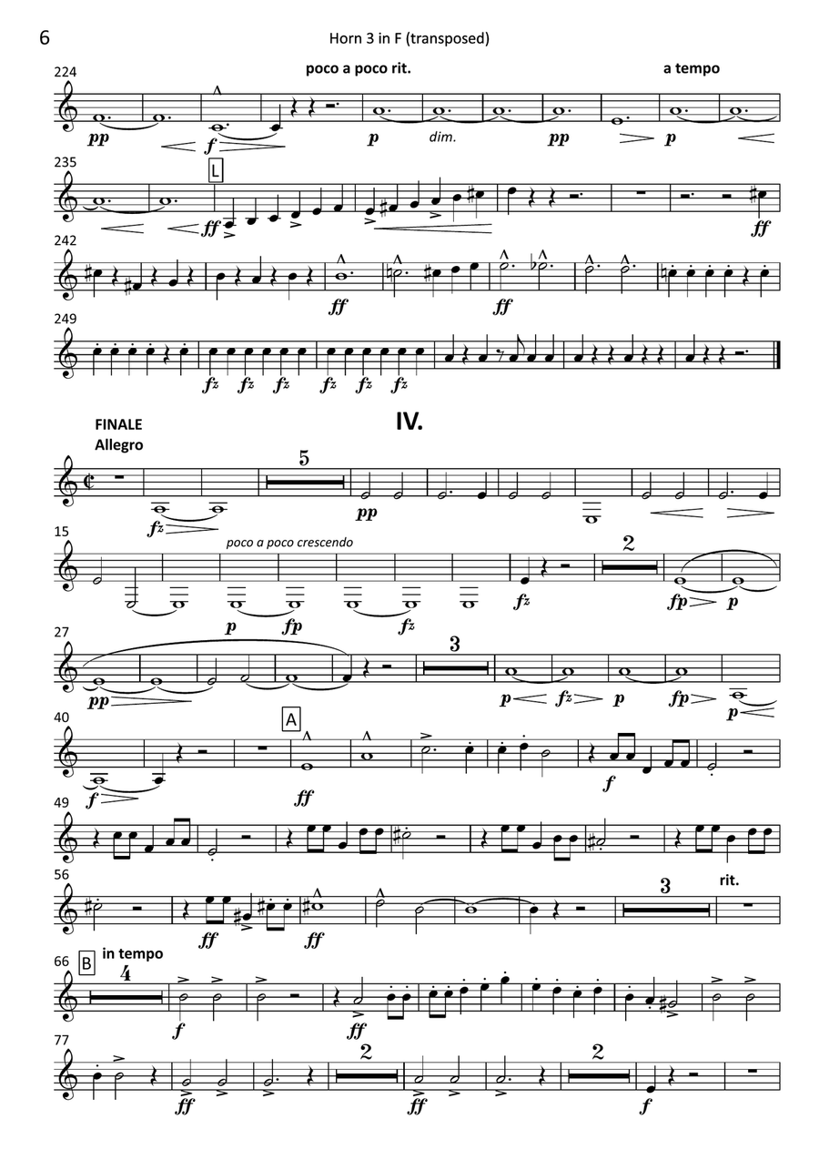 Symphony no.7 - transposed horn parts (3-4) Horn Solo scores gallery preview page 6