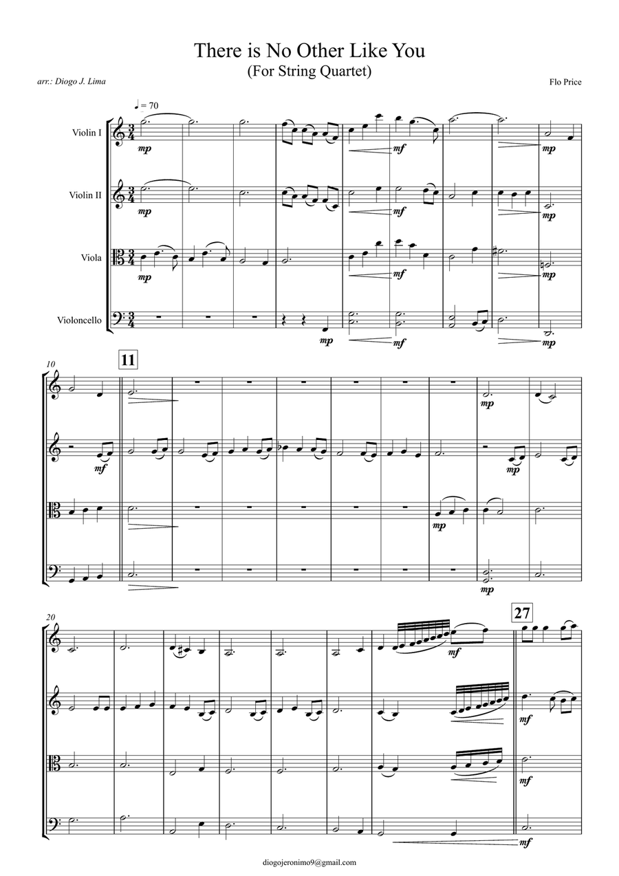 There is no Other Like You String Quartet scores gallery preview page 1
