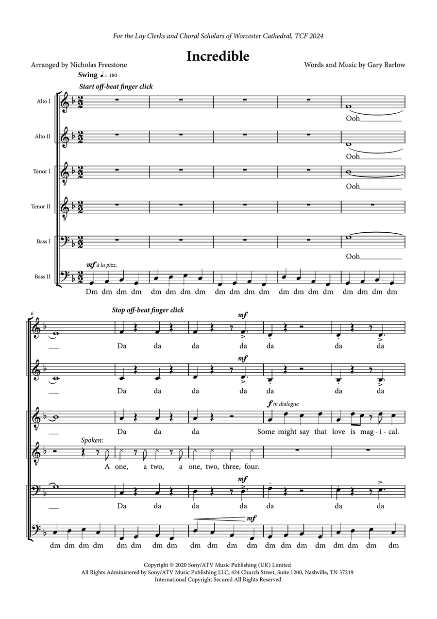 Incredible Incredible TTBB scores gallery preview page 1