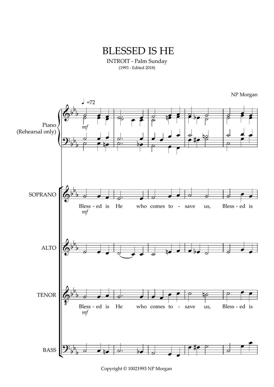 Blessed Is He Blessed Is He 4-Part scores gallery preview page 1
