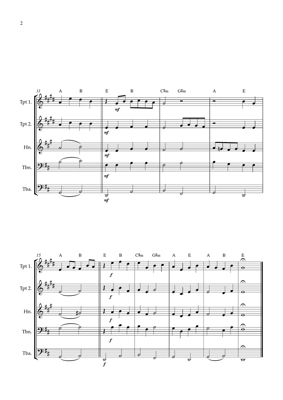 Canon in D for Brass Quintet Brass Quintet scores gallery preview page 2