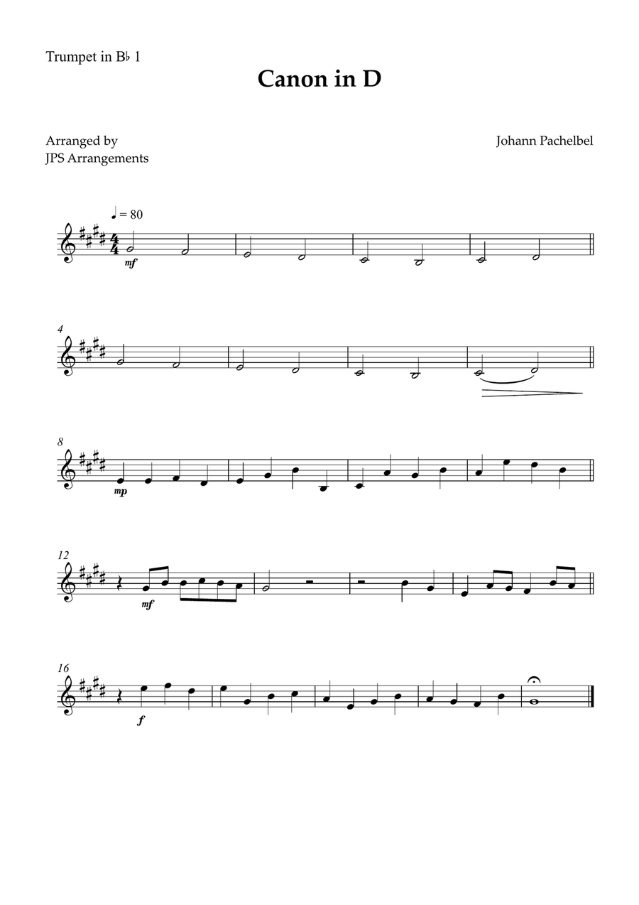 Canon in D for Brass Quintet Brass Quintet scores gallery preview page 3