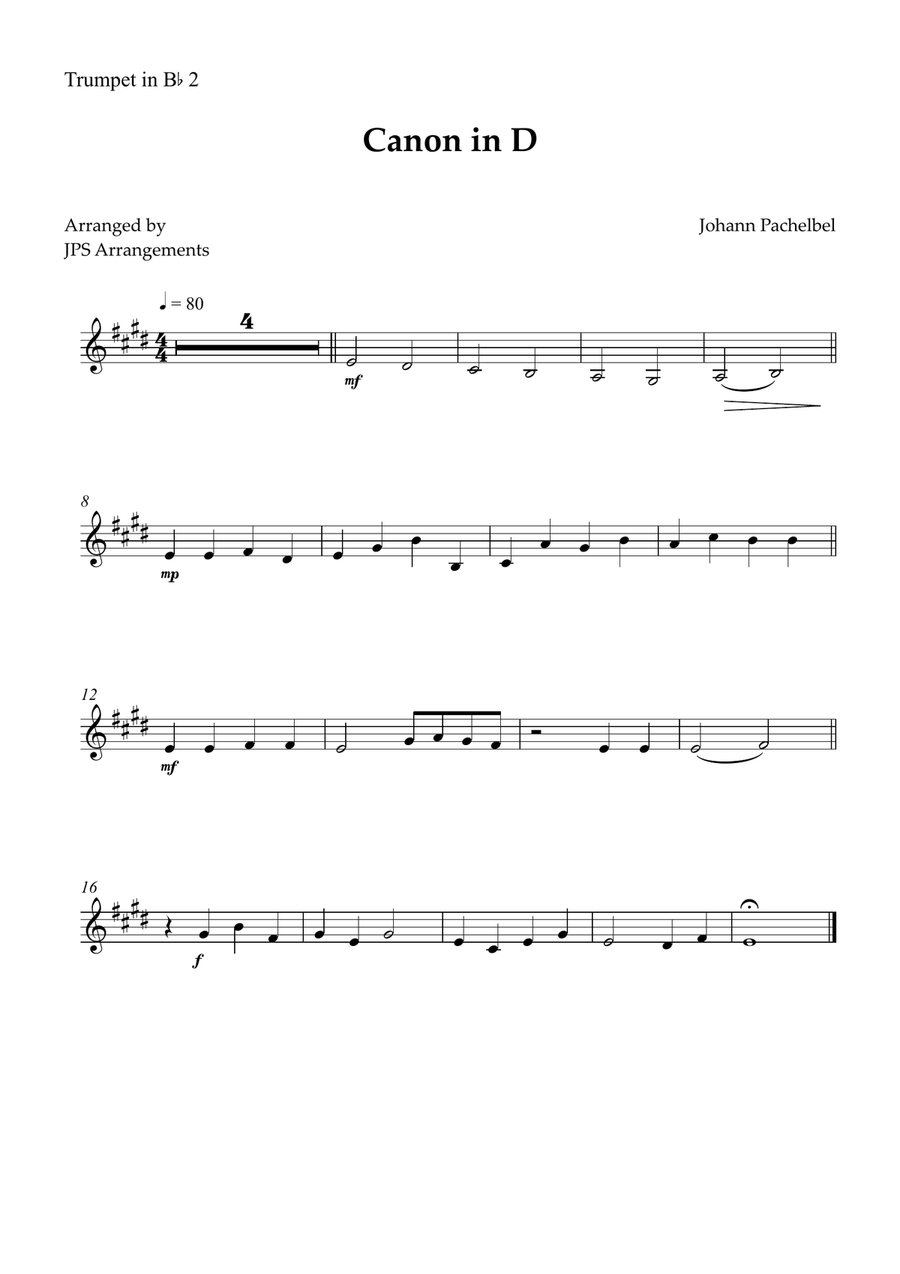 Canon in D for Brass Quintet Brass Quintet scores gallery preview page 4