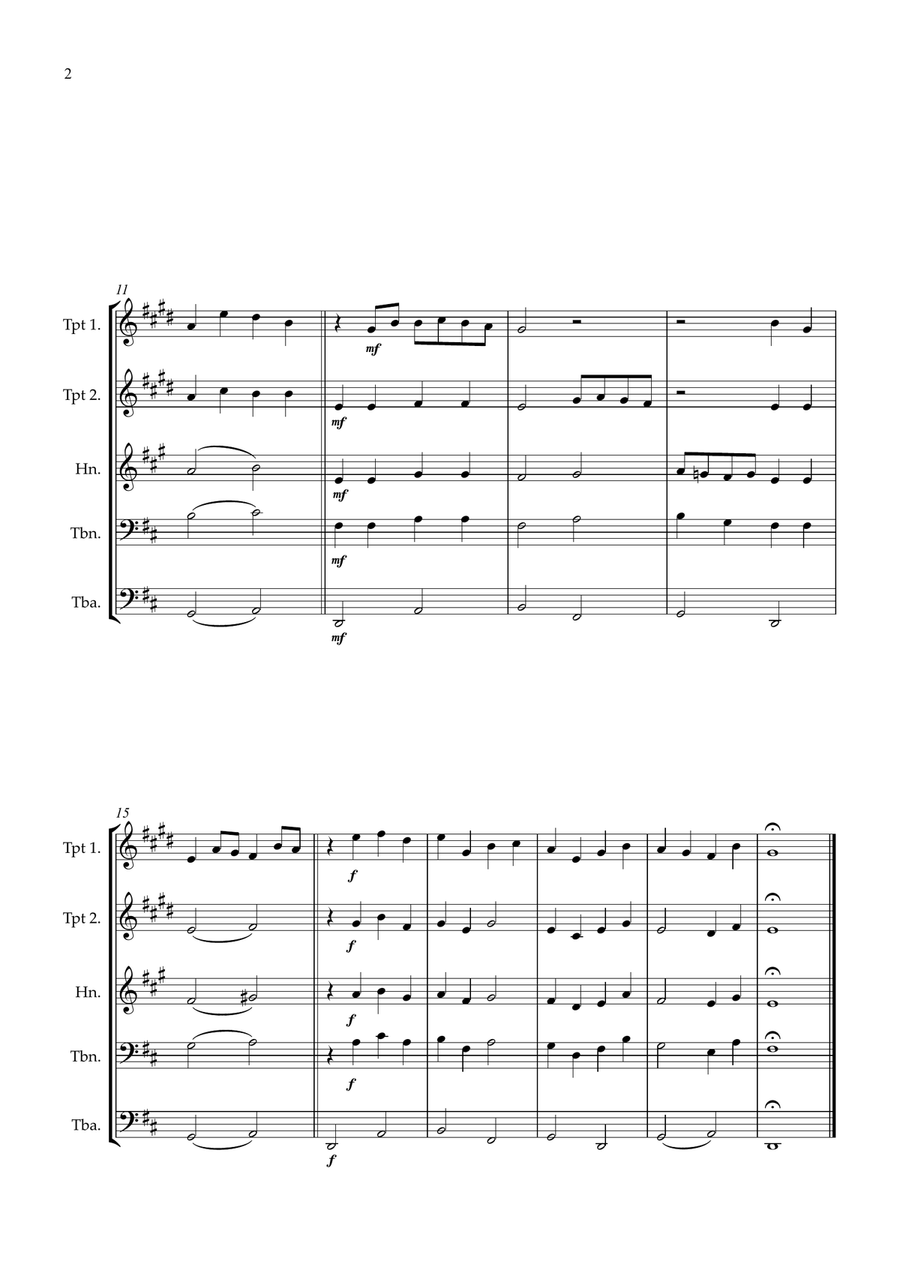 Canon in D for Brass Quintet and piano Brass Quintet scores gallery preview page 2