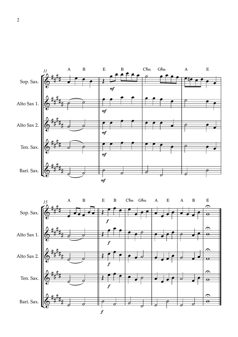 Canon in D for Sax Quintet Saxophone Quintet scores gallery preview page 2