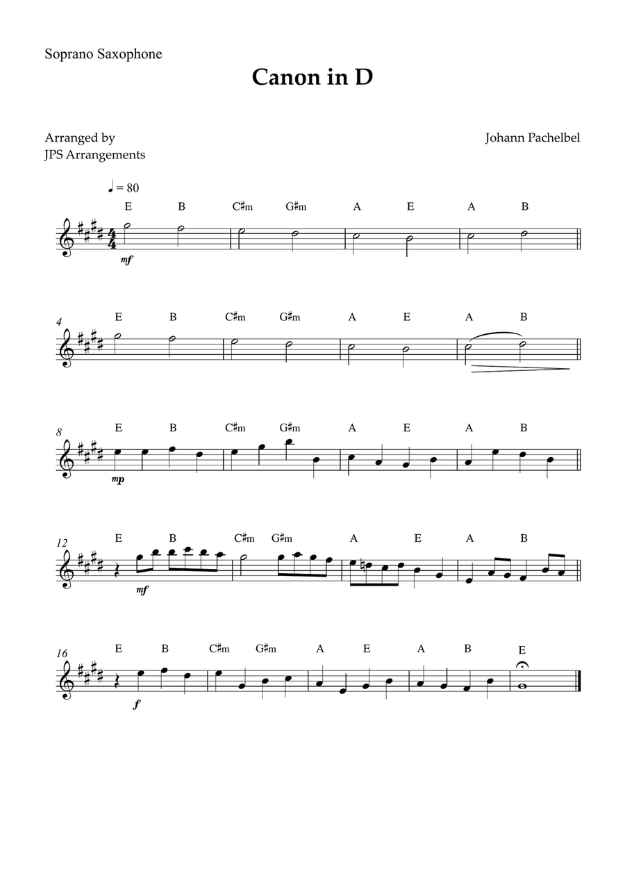 Canon in D for Sax Quintet Saxophone Quintet scores gallery preview page 3
