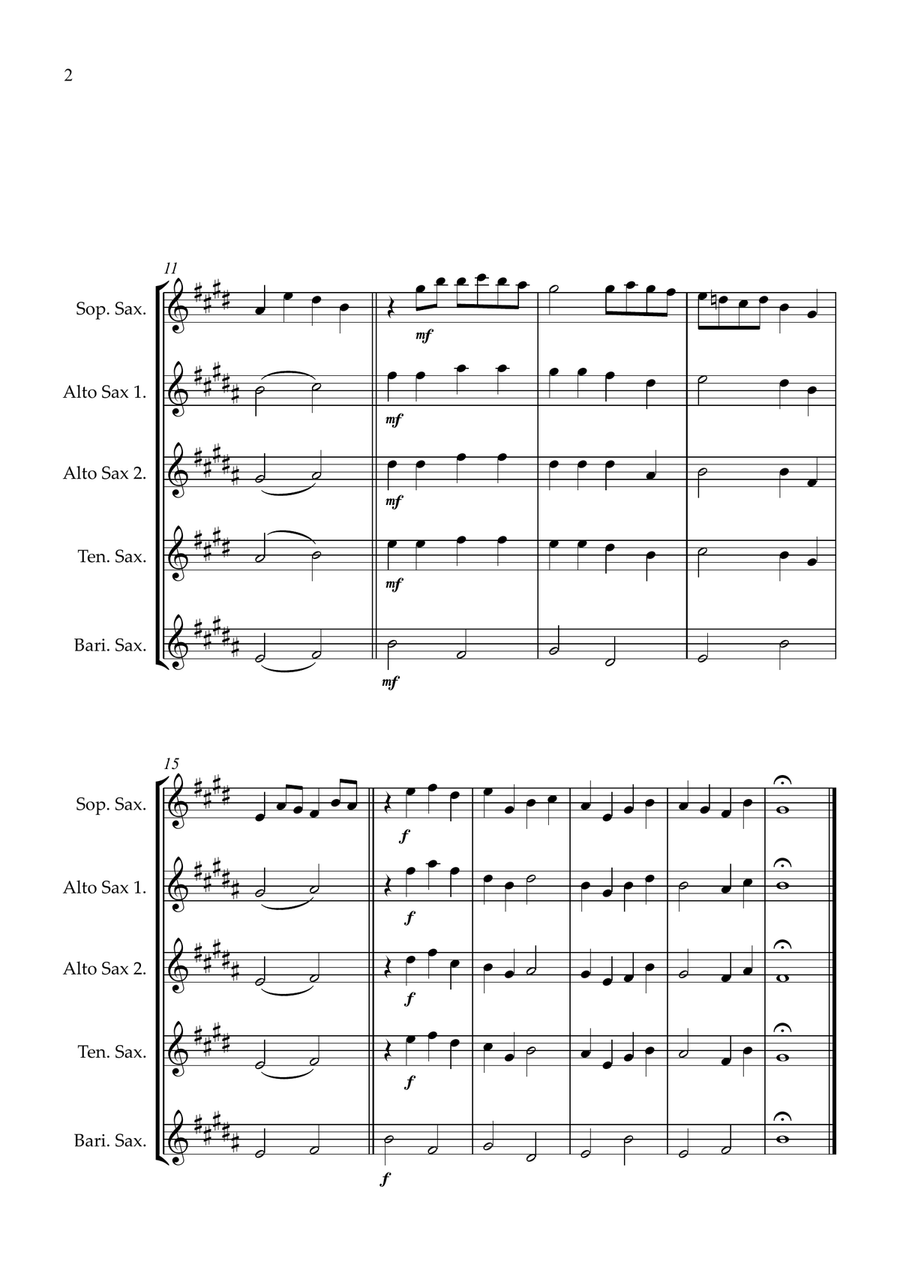 Canon in D for Sax Quintet Saxophone Quintet scores gallery preview page 2