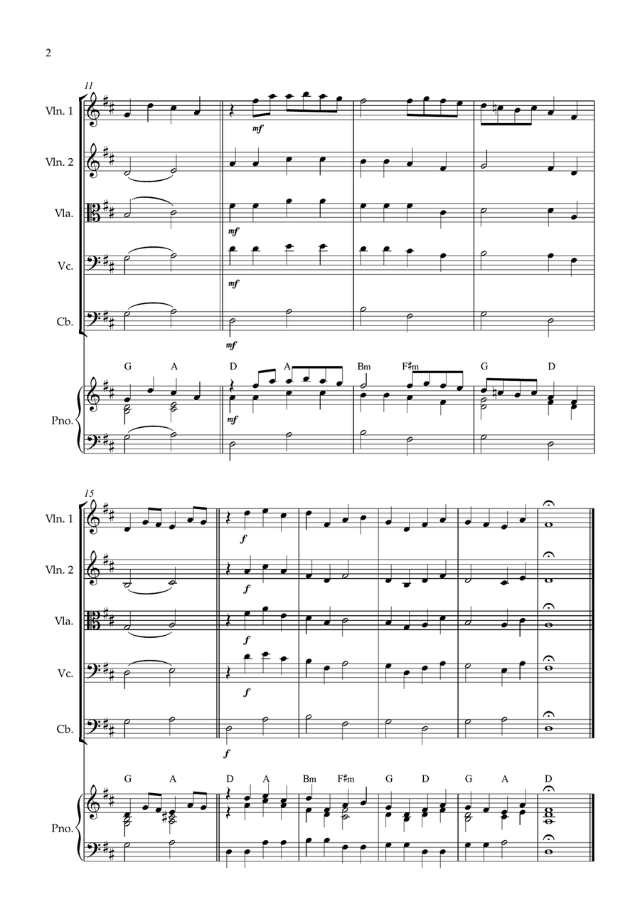 Canon in D for String Quintet and piano String Orchestra scores gallery preview page 2