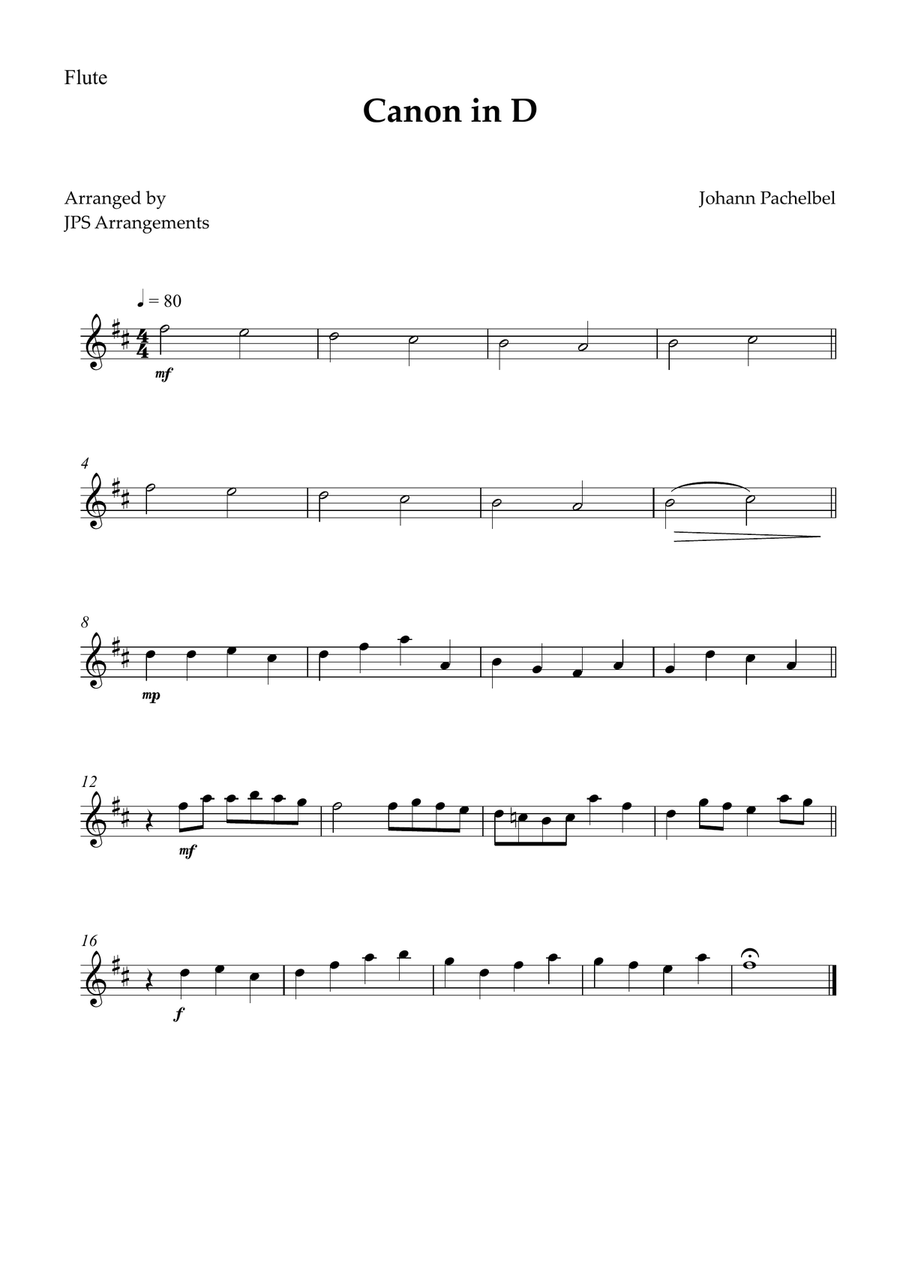 Canon in D for Wind Quintet and piano Woodwind Quintet scores gallery preview page 3