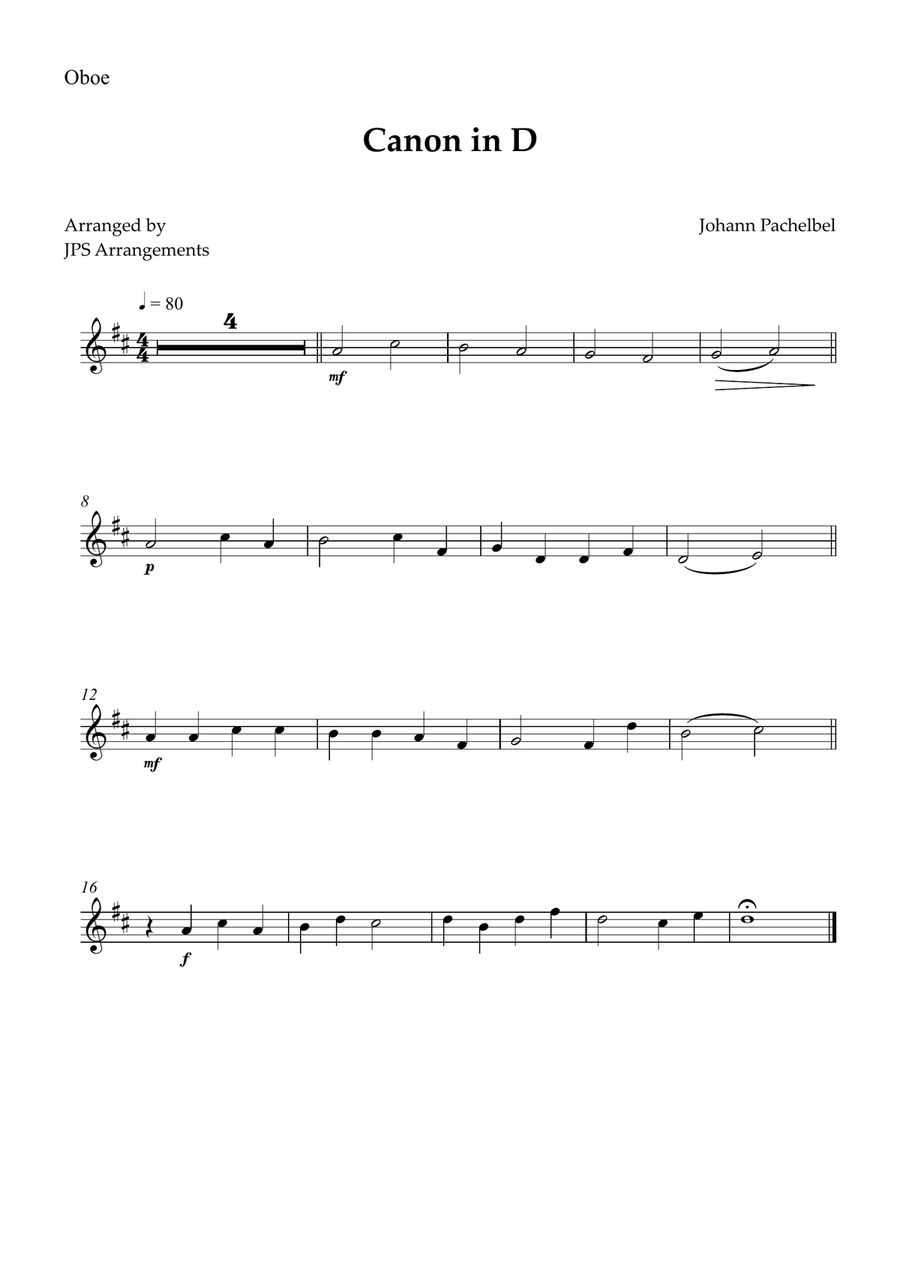 Canon in D for Wind Quintet and piano Woodwind Quintet scores gallery preview page 4