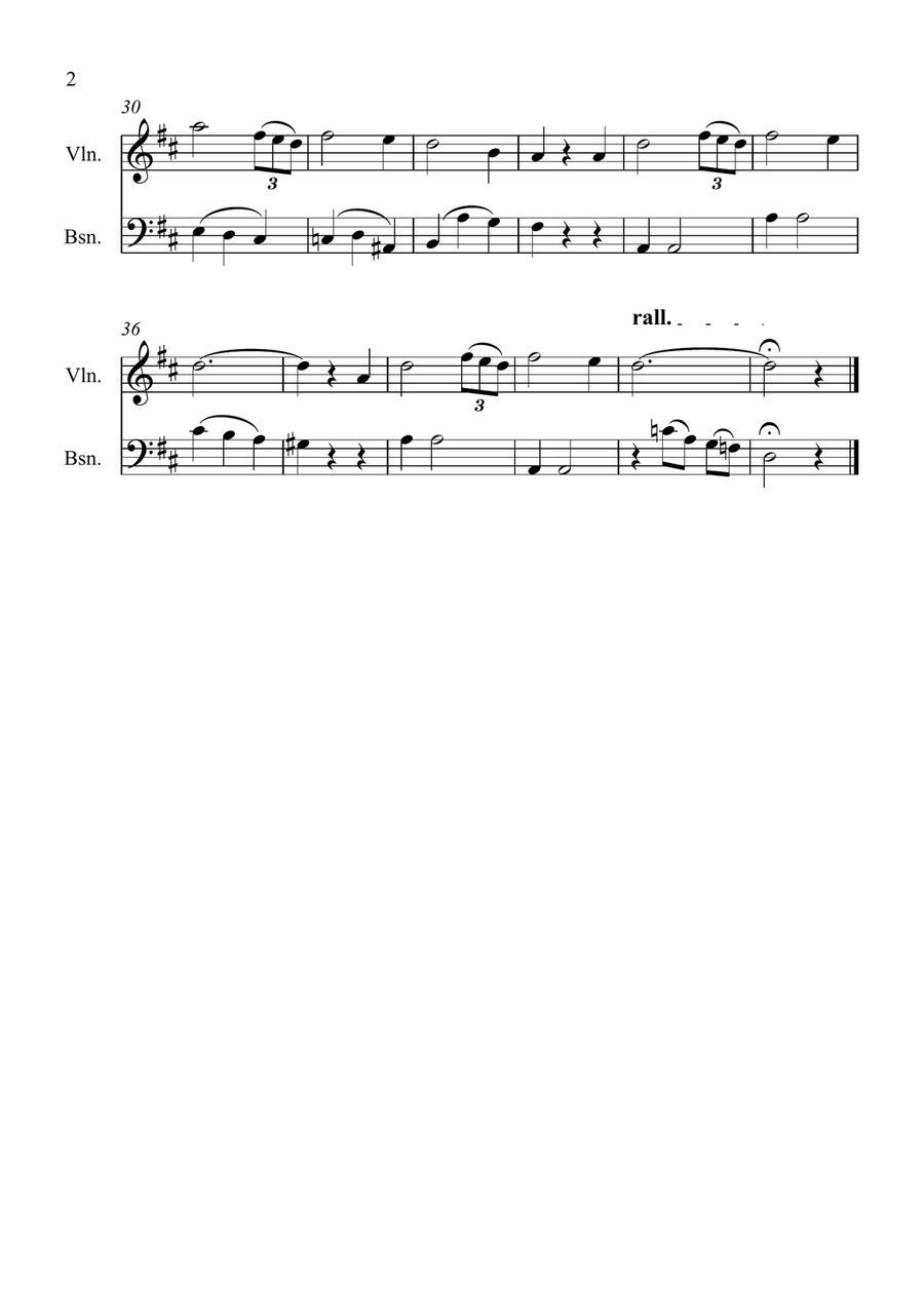 Amazing Grace for Violin and Bassoon Duet Bassoon scores gallery preview page 2