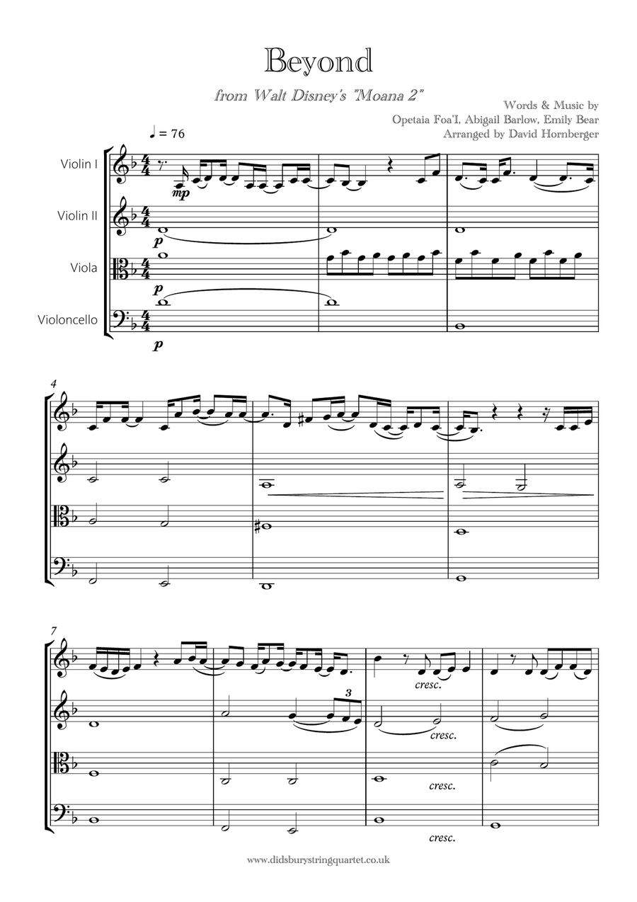 Beyond (End Credit Version) String Quartet scores gallery preview page 2