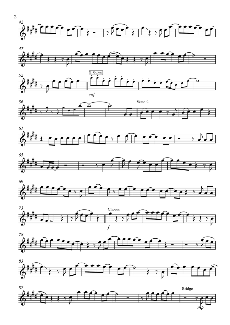 (I Just) Died In Your Arms Tenor Saxophone scores gallery preview page 2