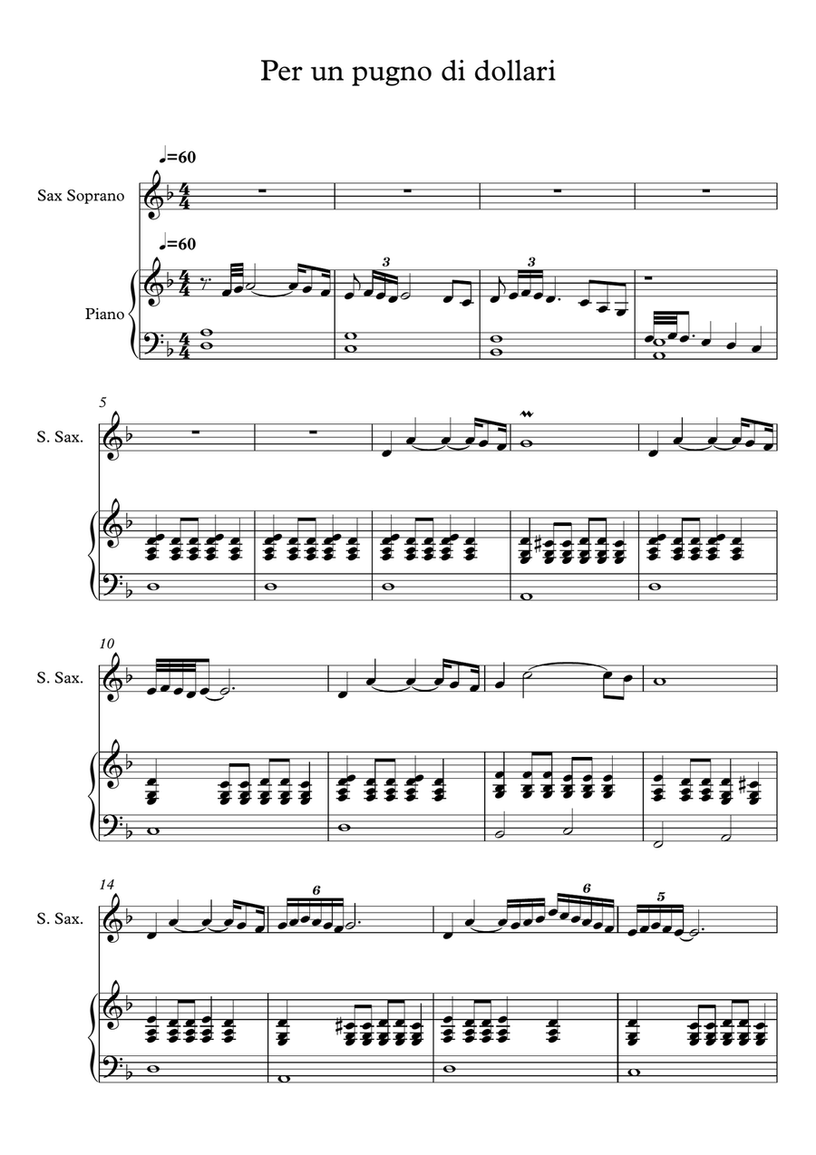 Per Un Pugno Di Dollari Per Un Pugno Di Dollari Soprano Saxophone scores gallery preview page 1