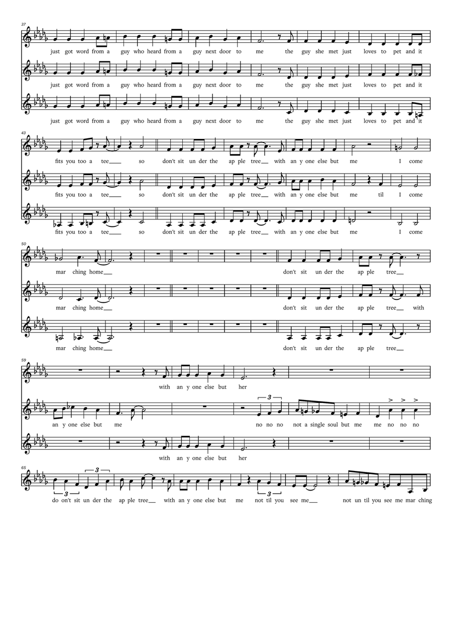 Don't Sit Under the Apple Tree A Cappella scores gallery preview page 2