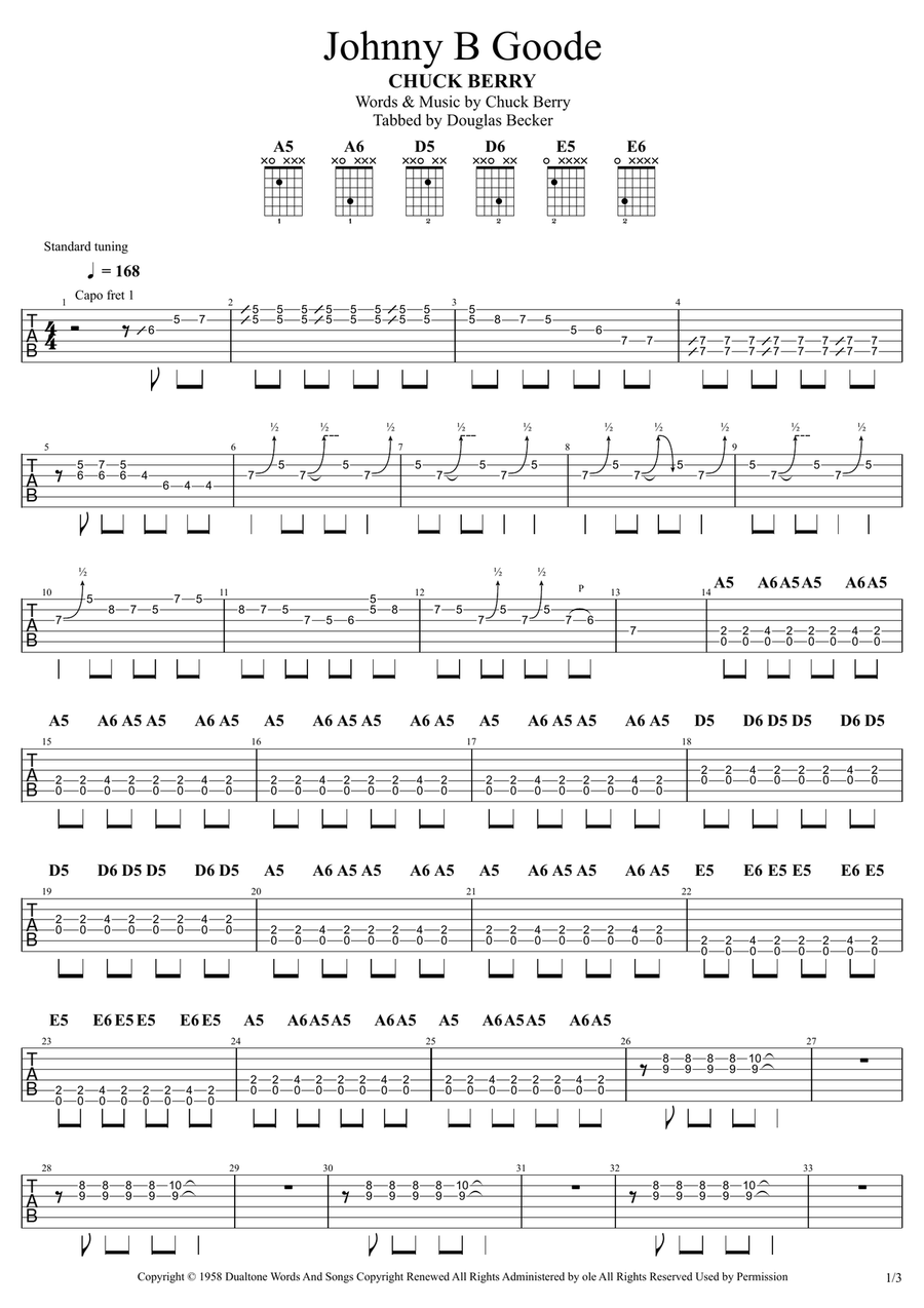 Johnny B. Goode Johnny B. Goode Acoustic Guitar scores gallery preview page 1