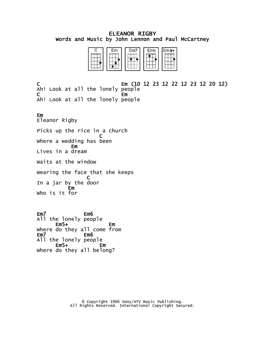 Eleanor Rigby Eleanor Rigby Ukulele scores gallery preview page 1