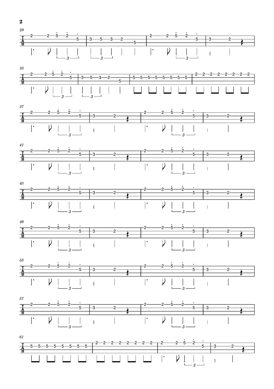 Seven Nation Army Seven Nation Army Bass Guitar Tablature scores gallery preview page 2