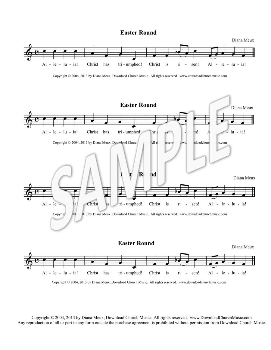 Easter Round (for U/2+ Choir, Handbells, Keyboard or others) Choir scores gallery preview page 3