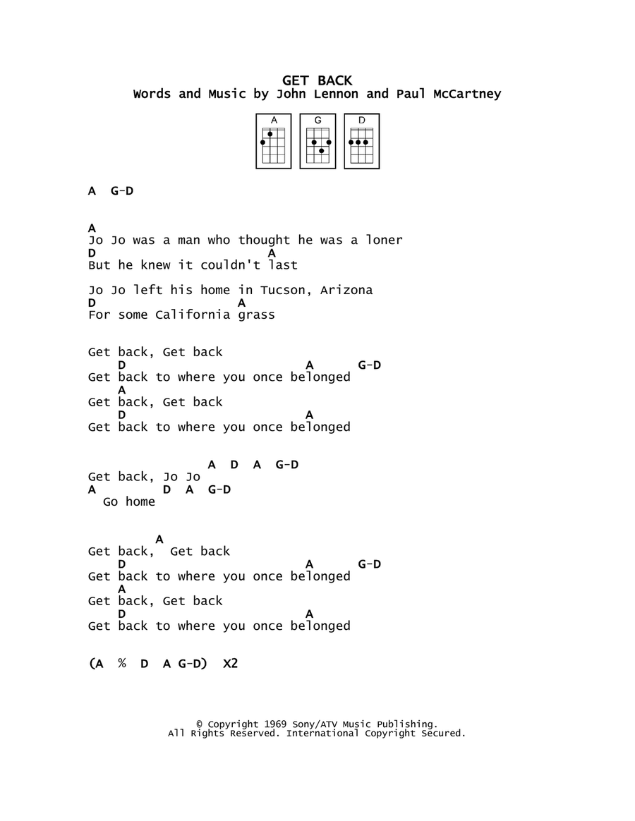 Get Back Get Back Ukulele scores gallery preview page 1
