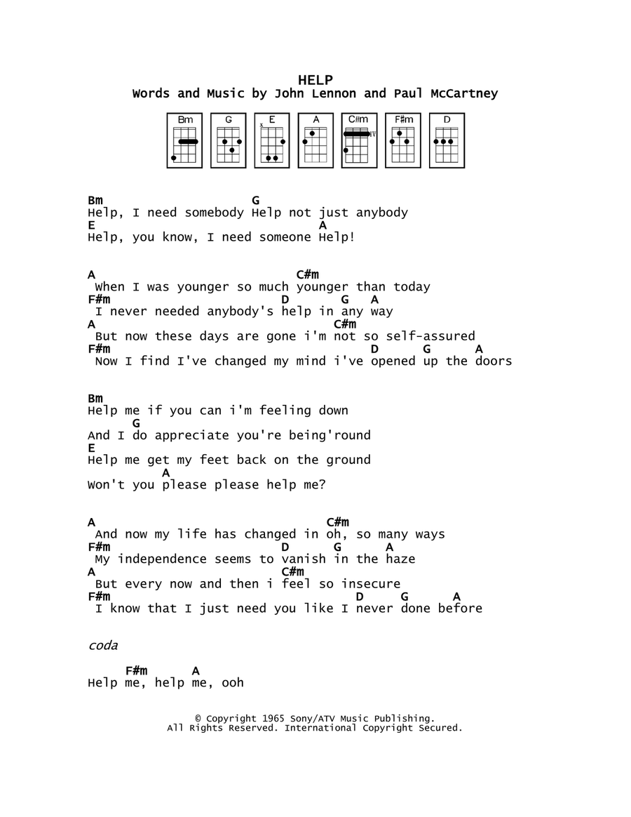 Help! Help! Ukulele scores gallery preview page 1
