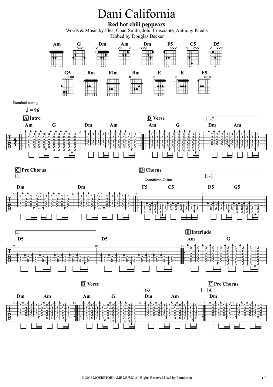 Dani California Dani California Acoustic Guitar scores gallery preview page 1