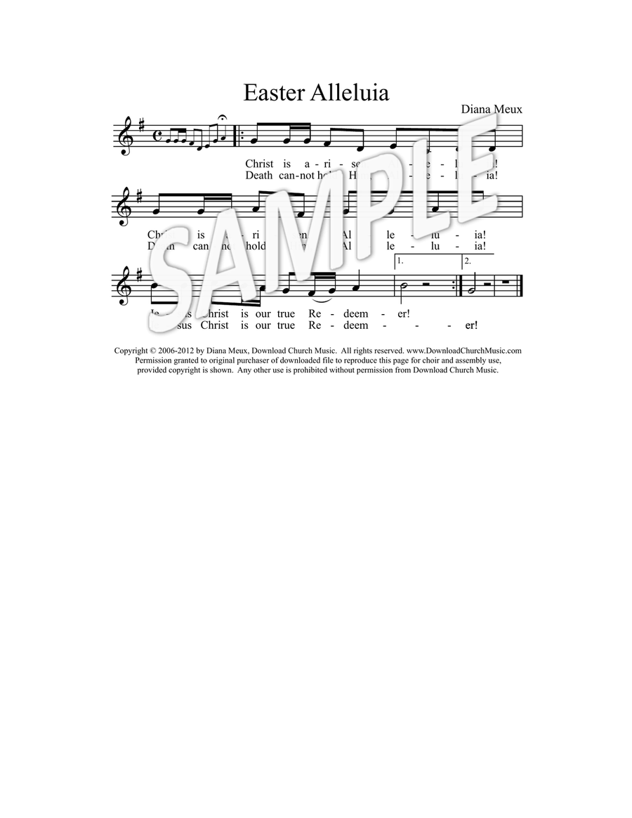 Easter Alleluia (for Congregation or Unison Choir and Keyboard) Unison Choir scores gallery preview page 2