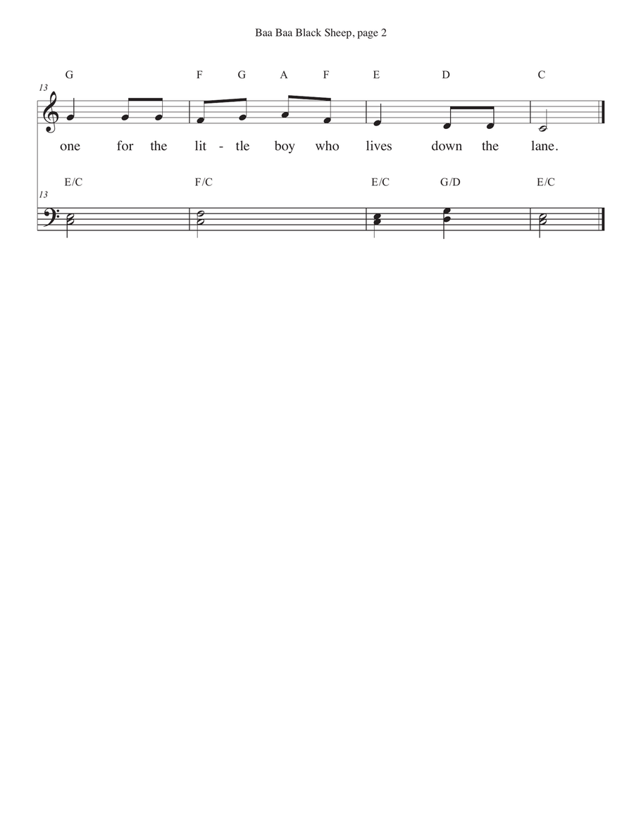 Baa Baa Black Sheep for Piano Piano Method scores gallery preview page 2