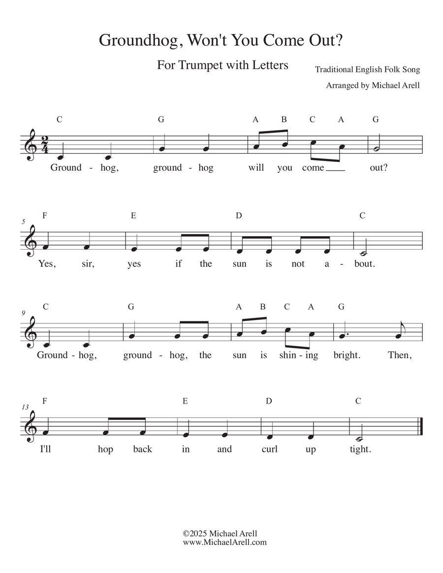 Groundhog Won't You Come Out for Trumpet C Trumpet scores gallery preview page 1
