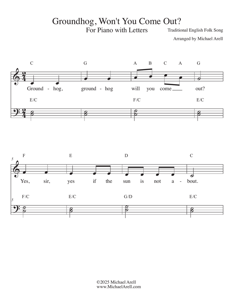 Groundhog Won't You Come Out for Piano Piano Method scores gallery preview page 1