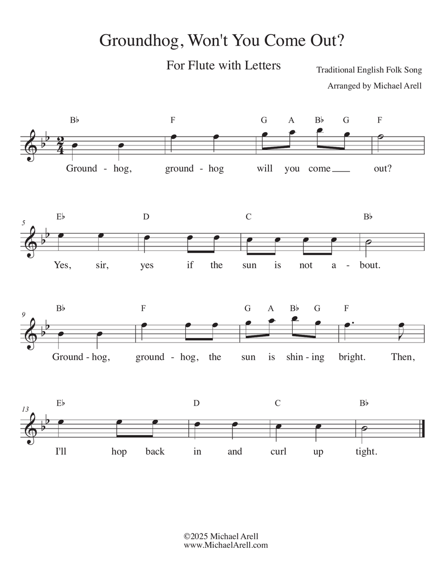Groundhog Won't You Come Out for Flute Piccolo scores gallery preview page 1