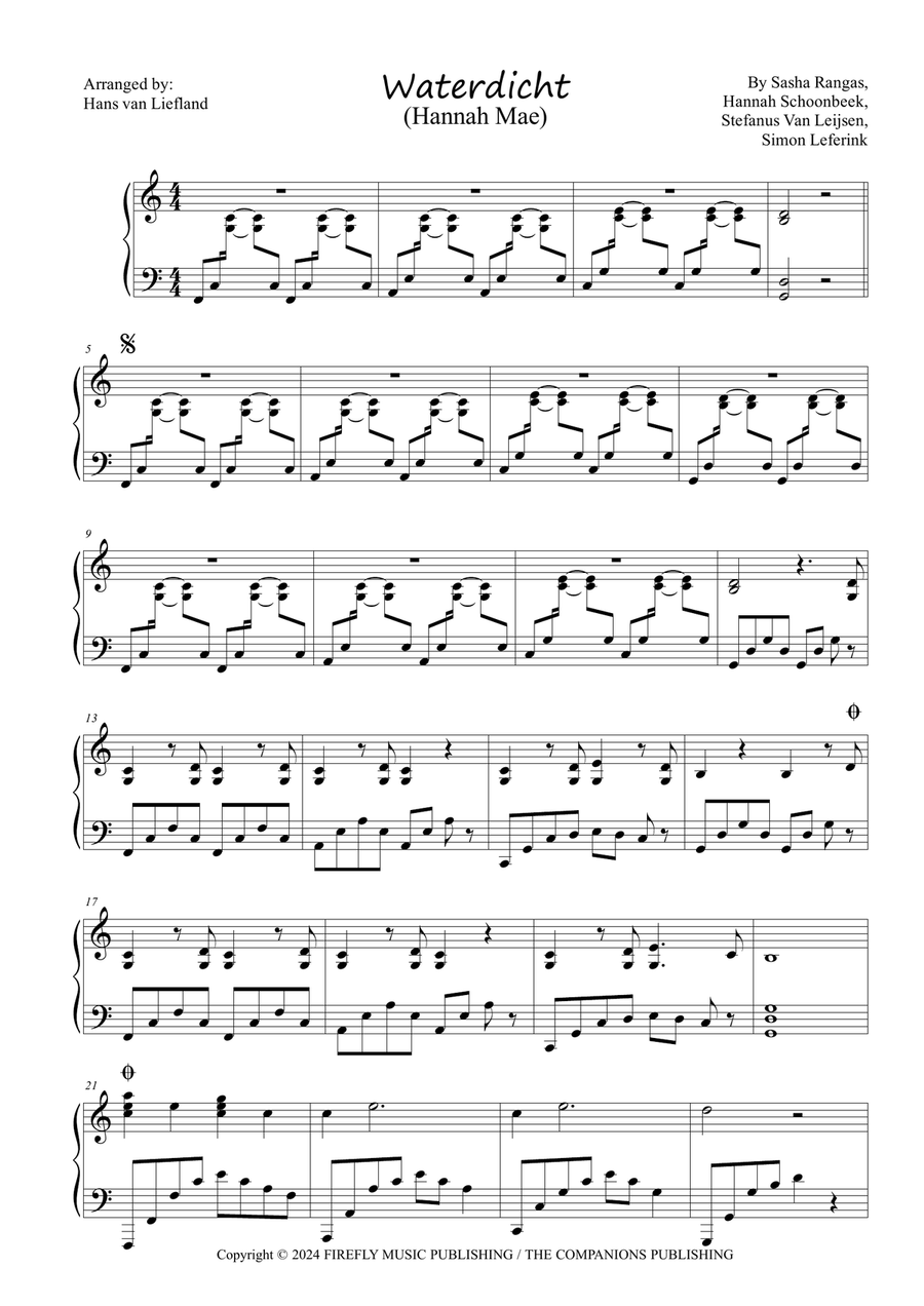 Waterdicht Waterdicht Piano Solo scores gallery preview page 1