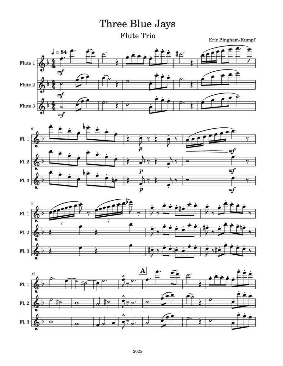 Three Blue Jays Three Blue Jays Woodwind Trio scores gallery preview page 1