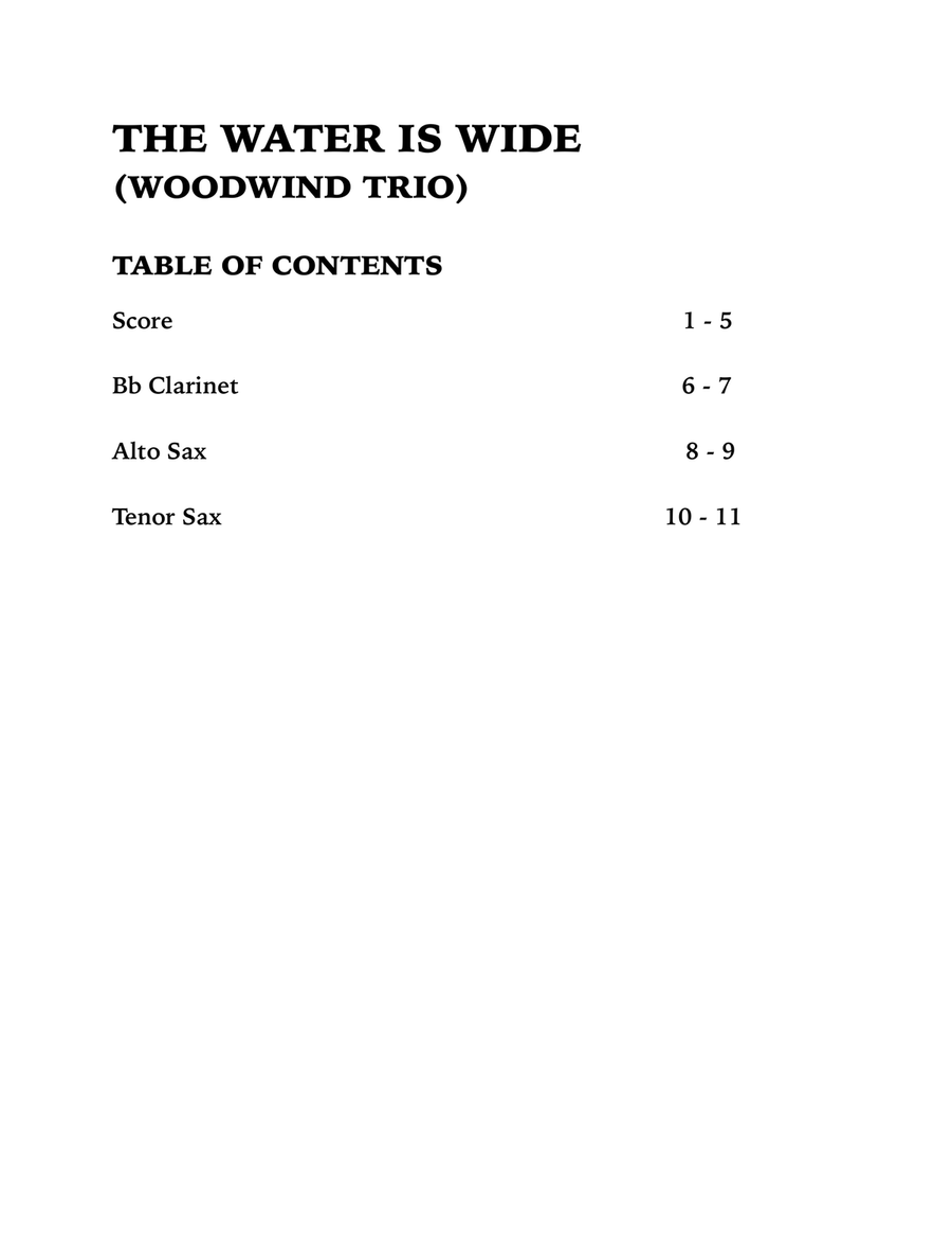 The Water is Wide (Woodwind Trio): Clarinet, Alto Sax and Tenor Sax Woodwind Trio scores gallery preview page 4
