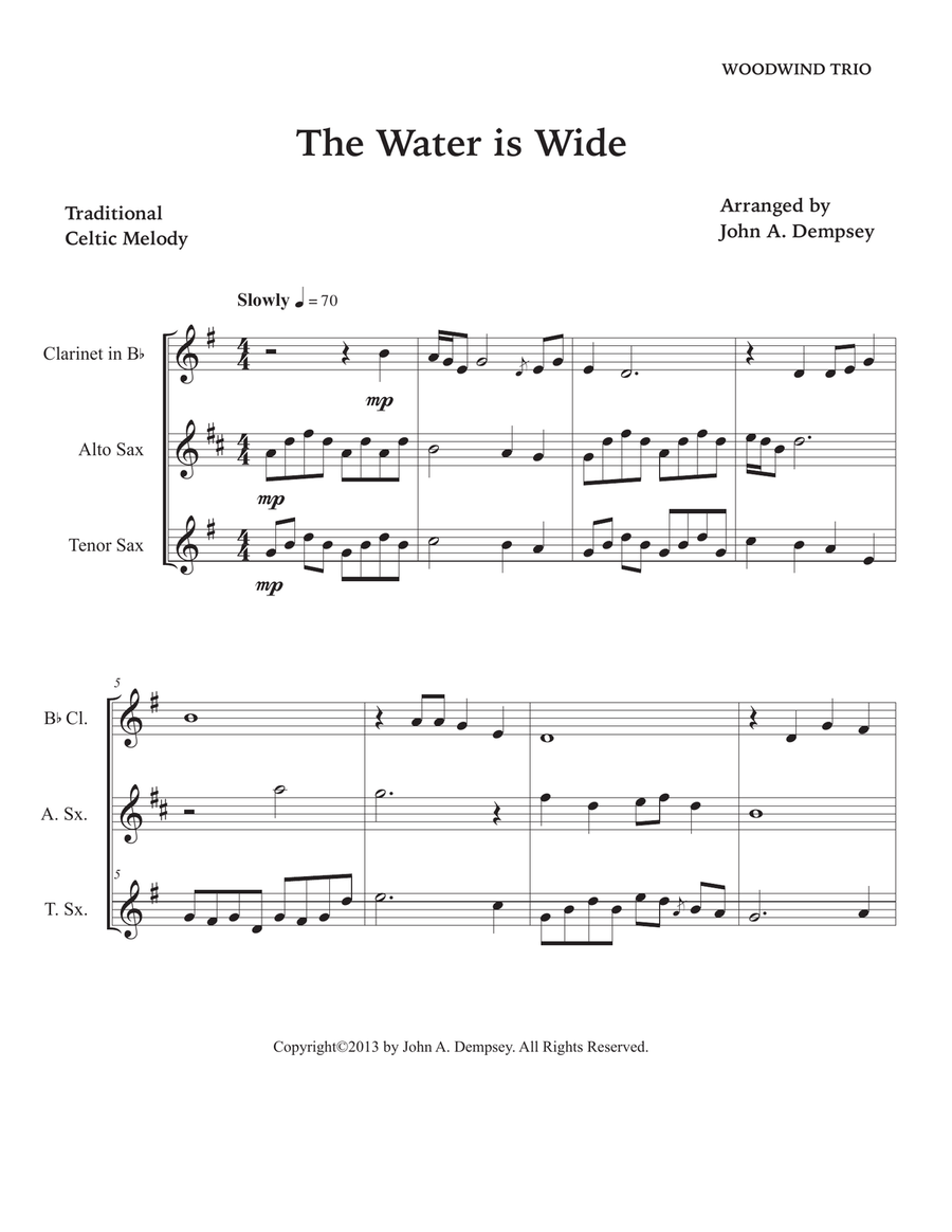 The Water is Wide (Woodwind Trio): Clarinet, Alto Sax and Tenor Sax Woodwind Trio scores gallery preview page 5