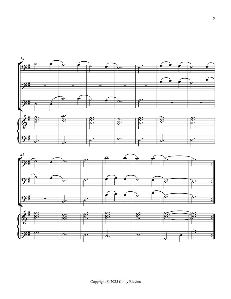 Bring a Torch, Jeannette, Isabella, for Three Trombones and Piano Trombone Trio scores gallery preview page 3