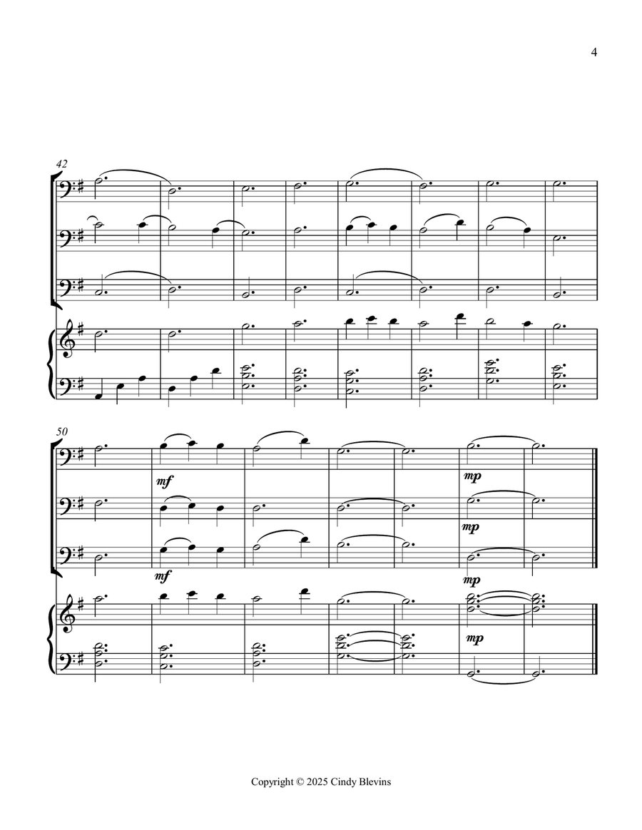 Bring a Torch, Jeannette, Isabella, for Three Trombones and Piano Trombone Trio scores gallery preview page 5