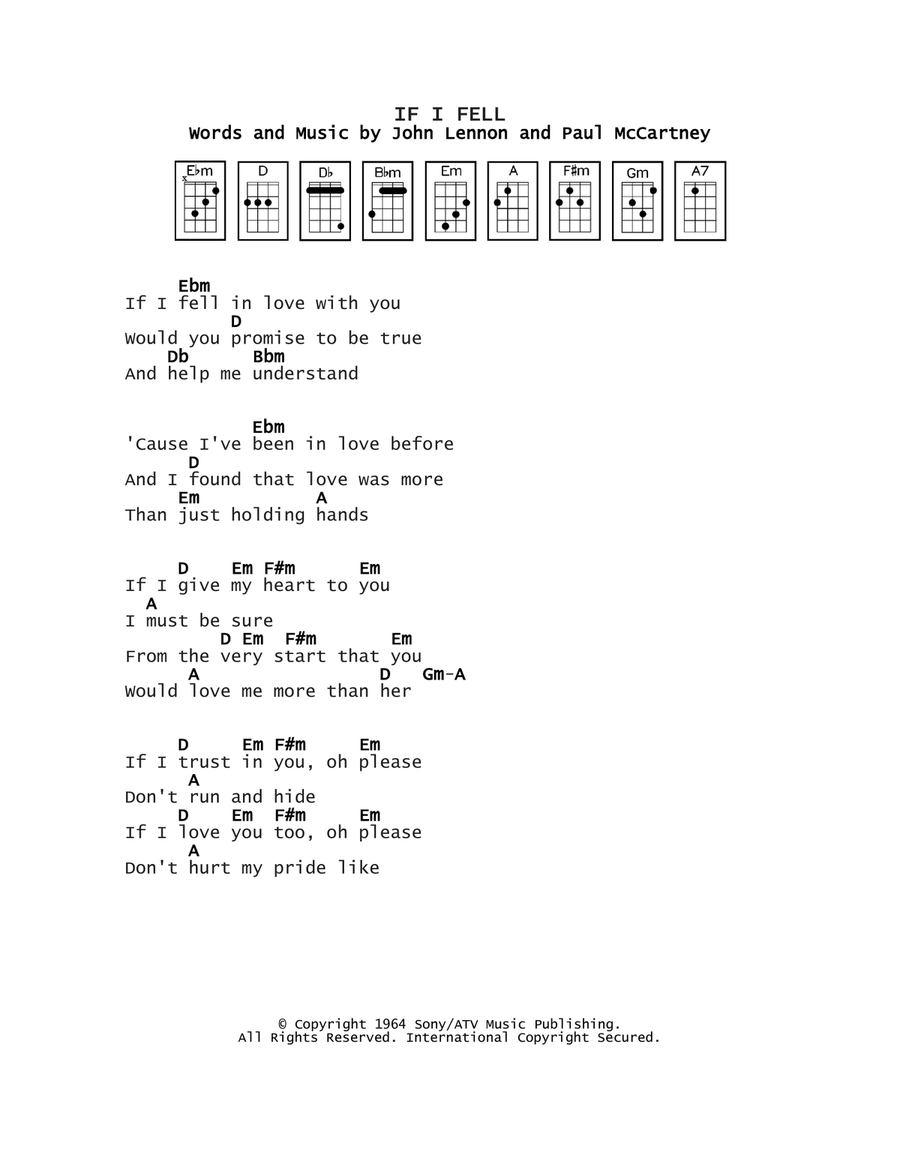If I Fell If I Fell Ukulele scores gallery preview page 1