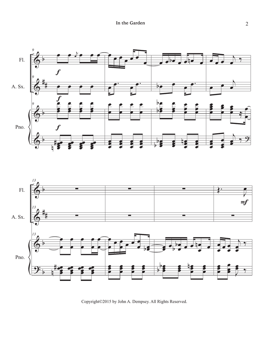In the Garden / Maple Leaf Rag (Trio for Flute, Alto Sax and Piano) Small Ensemble scores gallery preview page 6