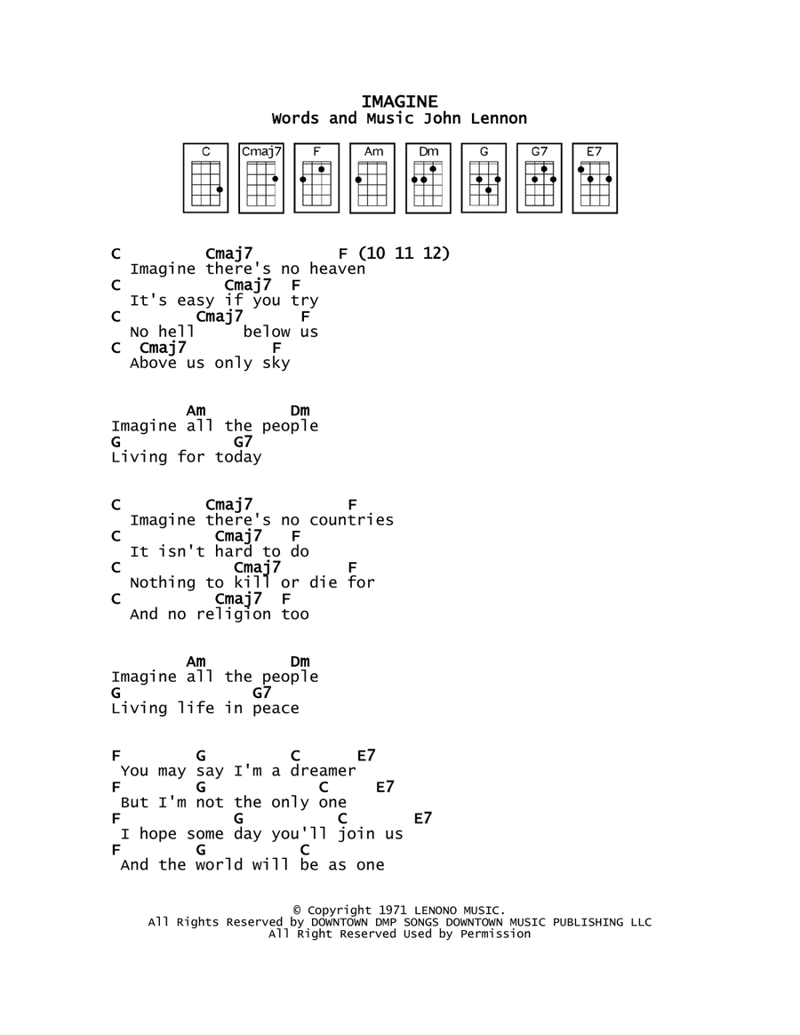 Imagine Imagine Ukulele scores gallery preview page 1