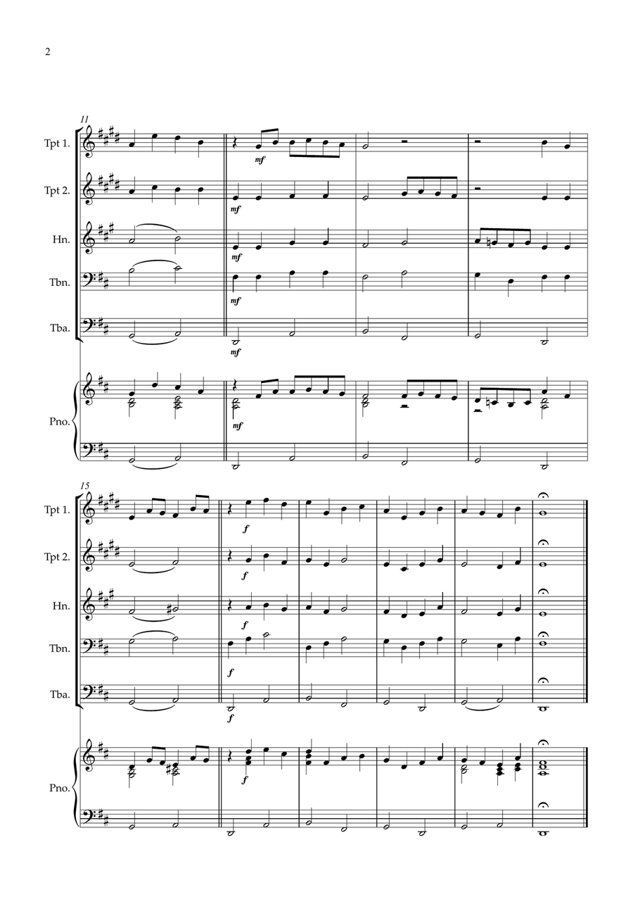 Canon in D for Brass Quintet and piano Brass Quintet scores gallery preview page 2