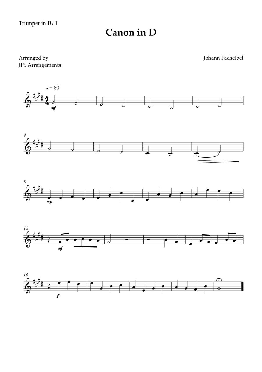 Canon in D for Brass Quintet and piano Brass Quintet scores gallery preview page 3