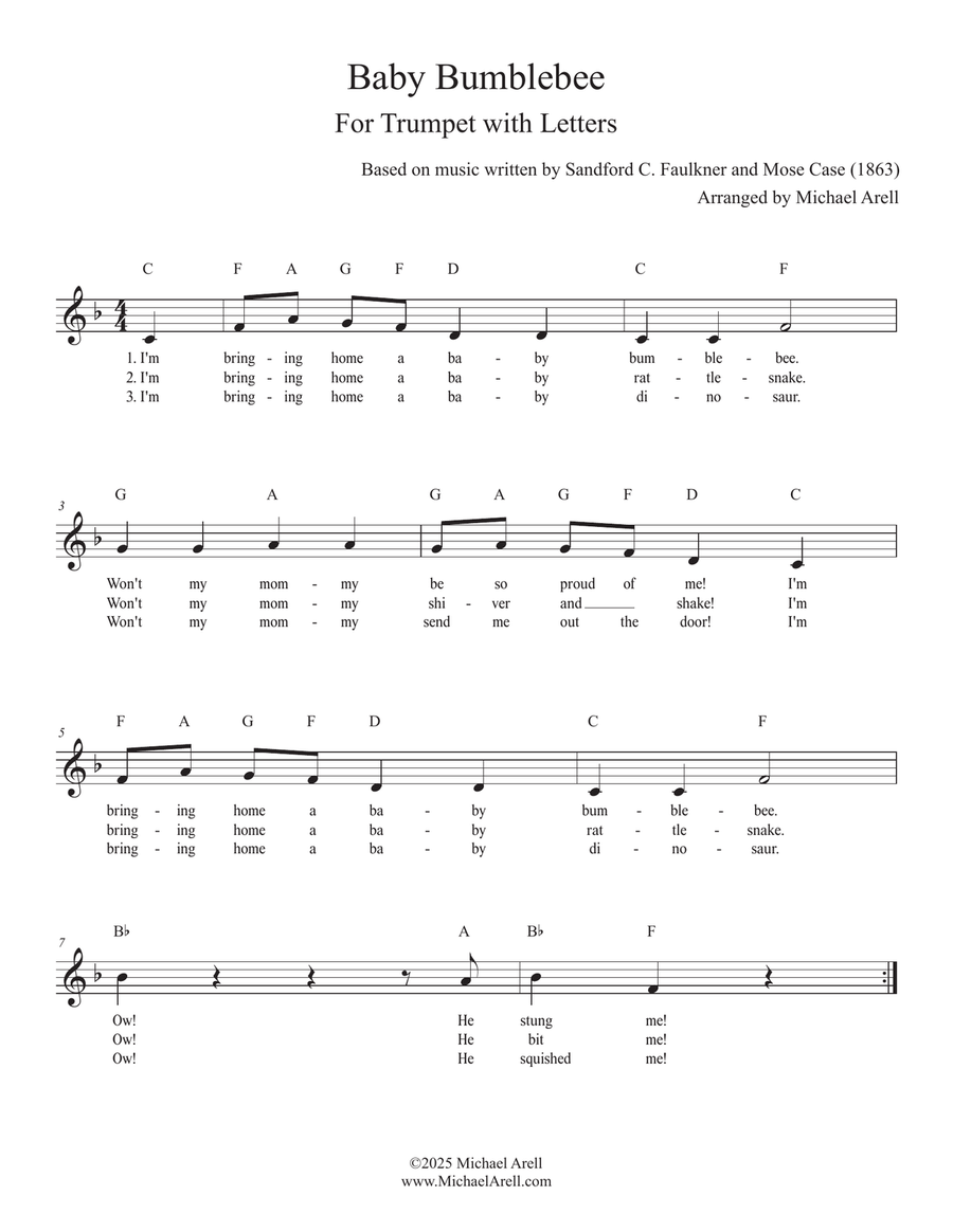 Baby Bumblebee for Trumpet C Trumpet scores gallery preview page 1